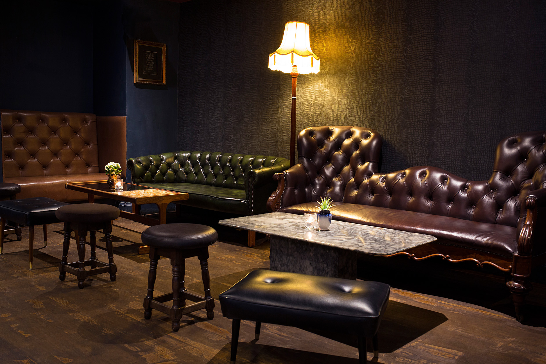 Stylish lounge area in The Raging Bull, perfect for networking events and intimate meetings. - Banner