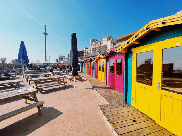 beach huts - image