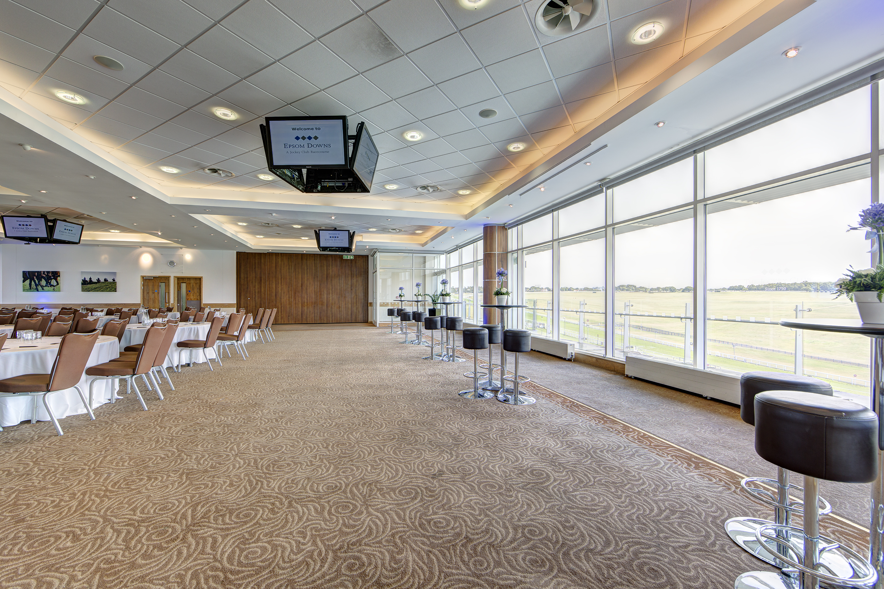 Diomed Suite at Epsom Downs: spacious venue with natural light for meetings and conferences.