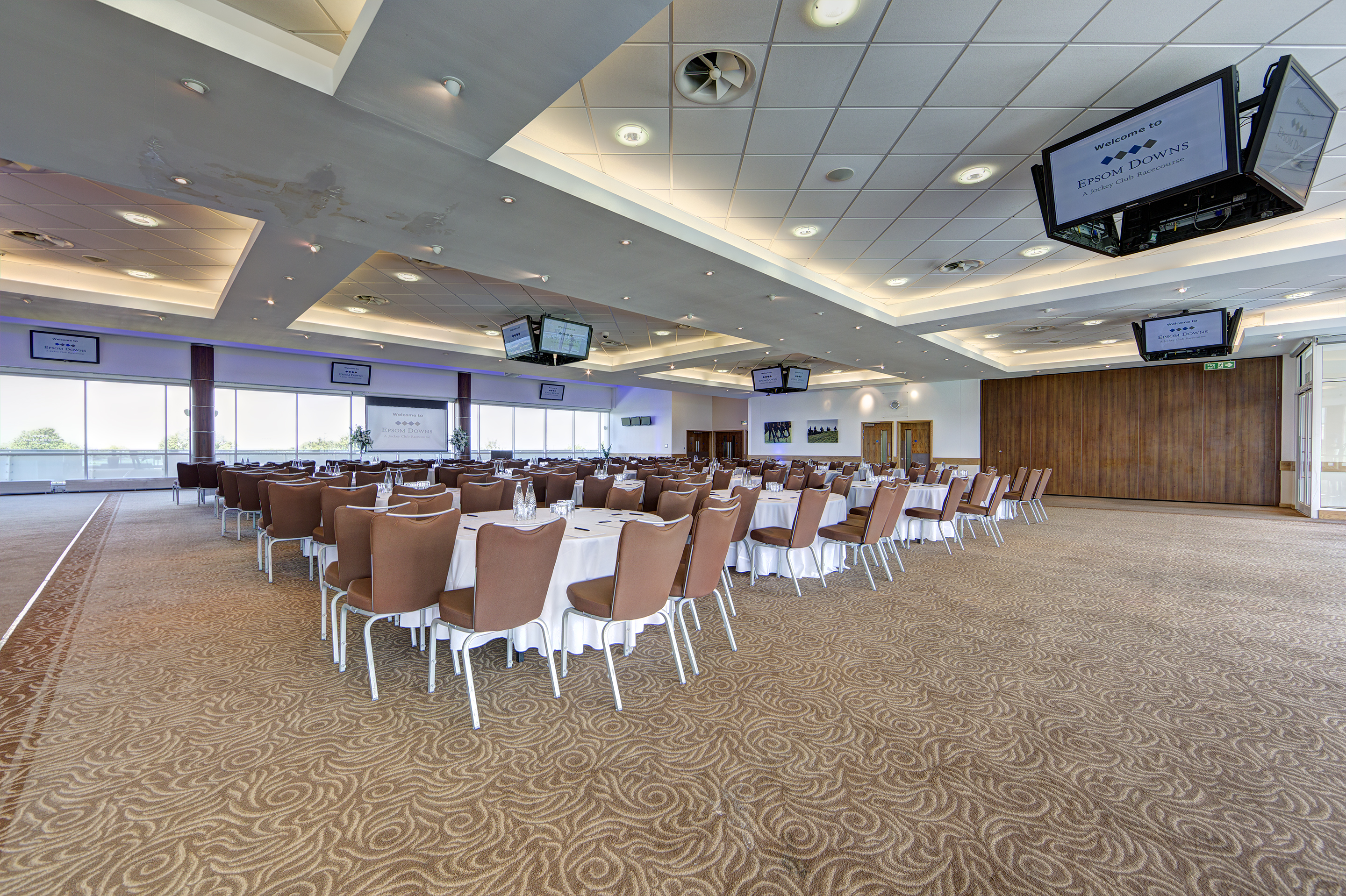 Diomed Suite at Epsom Downs: elegant event space for conferences and banquets.