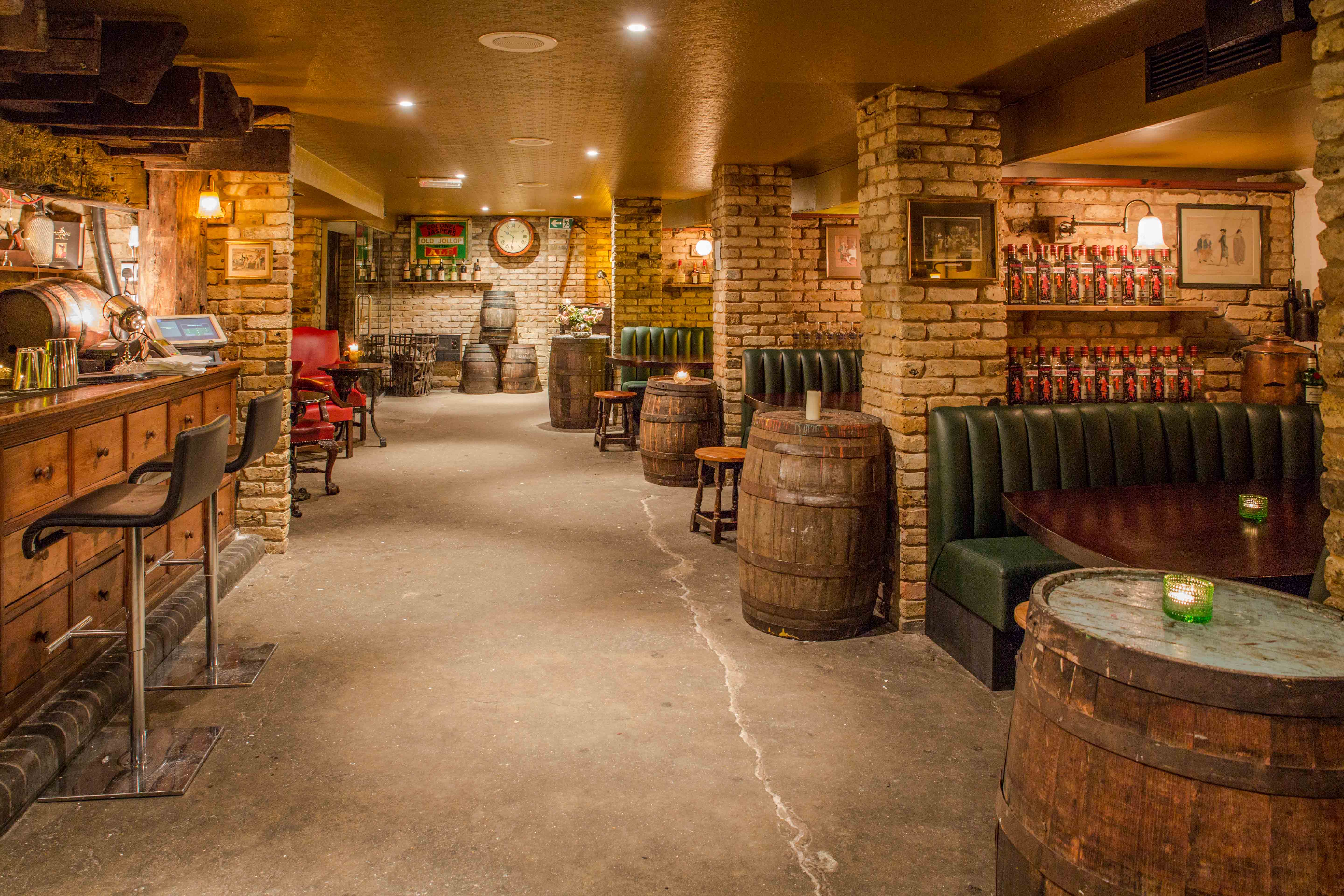 Cozy rustic venue with brick walls for intimate gatherings and private events.