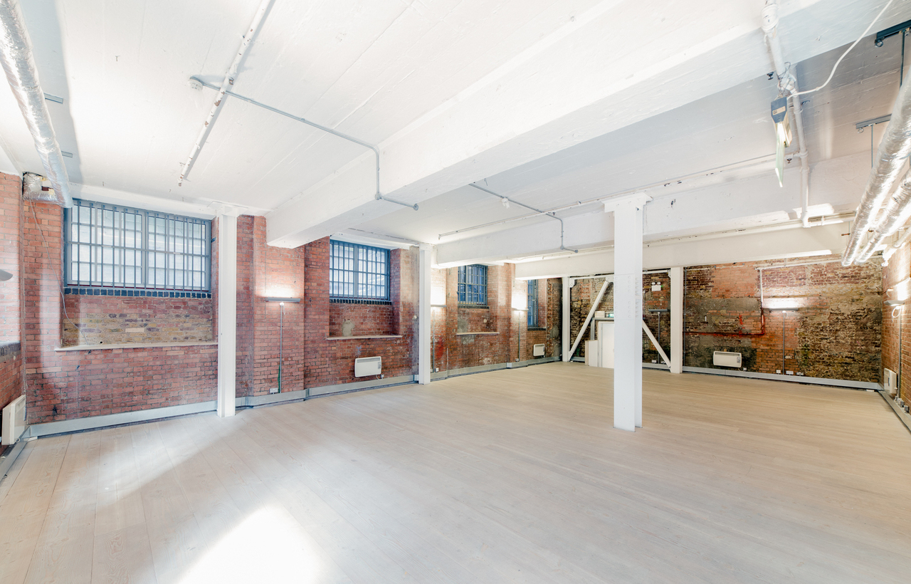 Versatile event space with exposed brick walls at Rear Studio, The Vinyl Factory Soho.