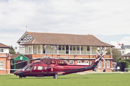 Luxurious helicopter at Richmond Athletic Ground for exclusive VIP events.