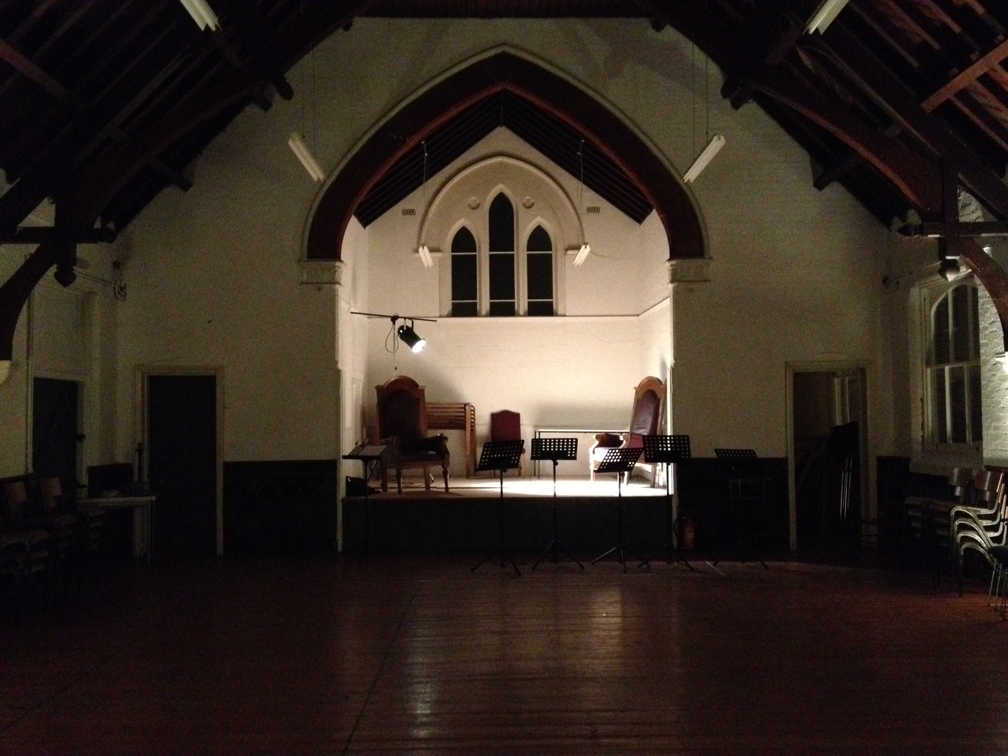 Spacious Upper Hall in Saint Barnabas Dalston, ideal for workshops and performances.