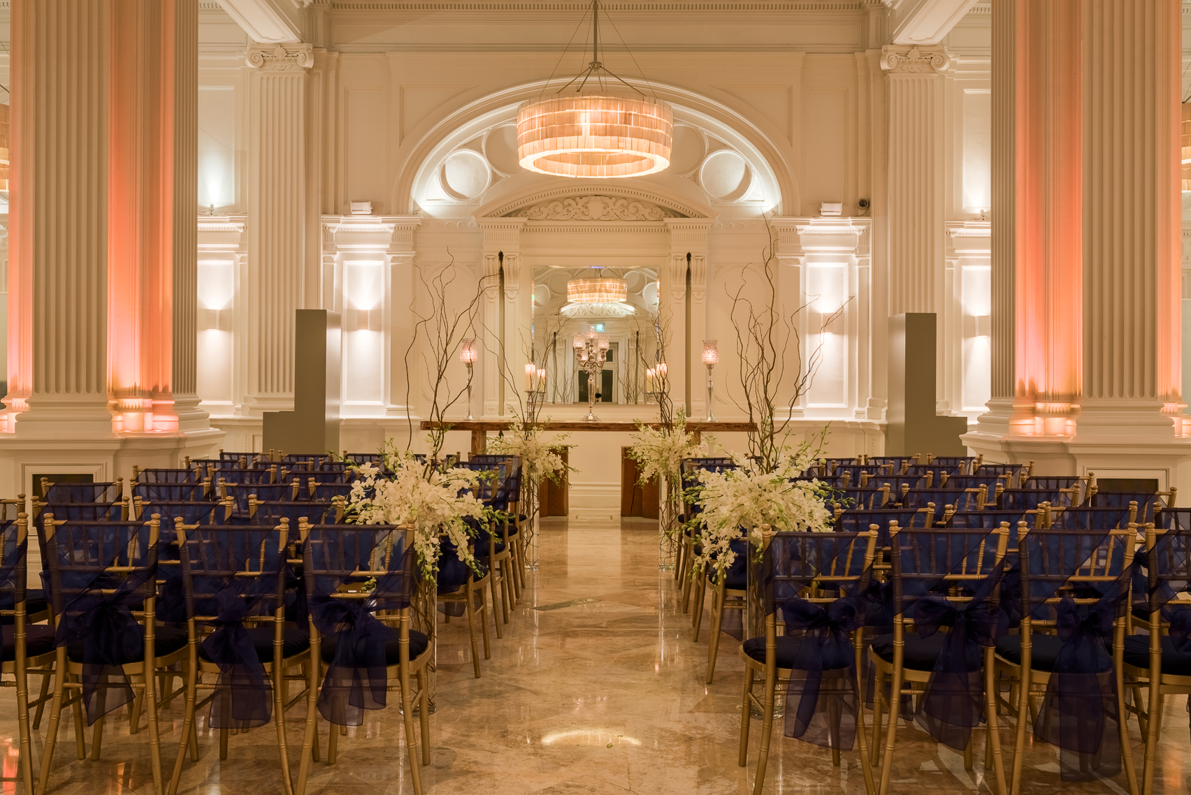 Elegant 1901 Ballroom at Andaz London, ideal for weddings and formal events.