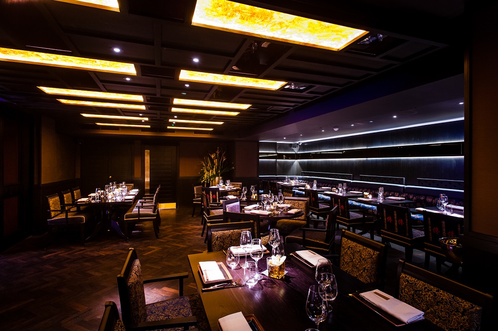 Private dining room at Buddha Bar London, elegant setting for corporate events and gatherings.