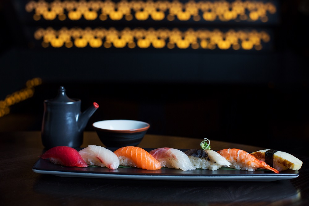 Buddha Booths sushi platter at Buddha Bar London, ideal for upscale dining events.