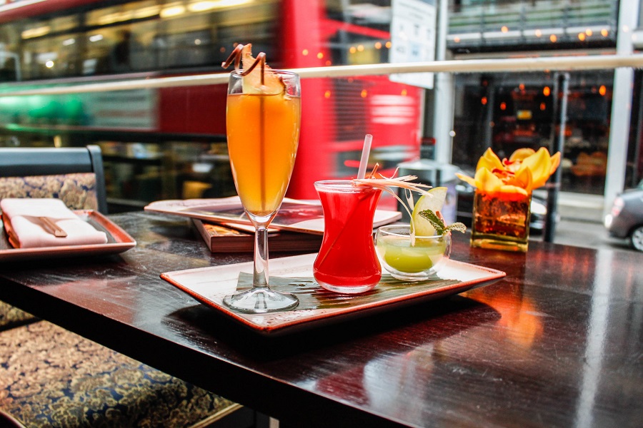 Vibrant cocktails at Buddha Bar London, perfect for networking events and social gatherings.