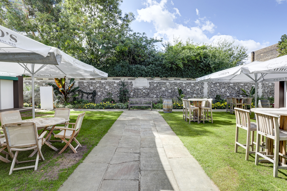 Harris Garden at Lord's Cricket Ground, ideal for outdoor cocktail receptions and gatherings.