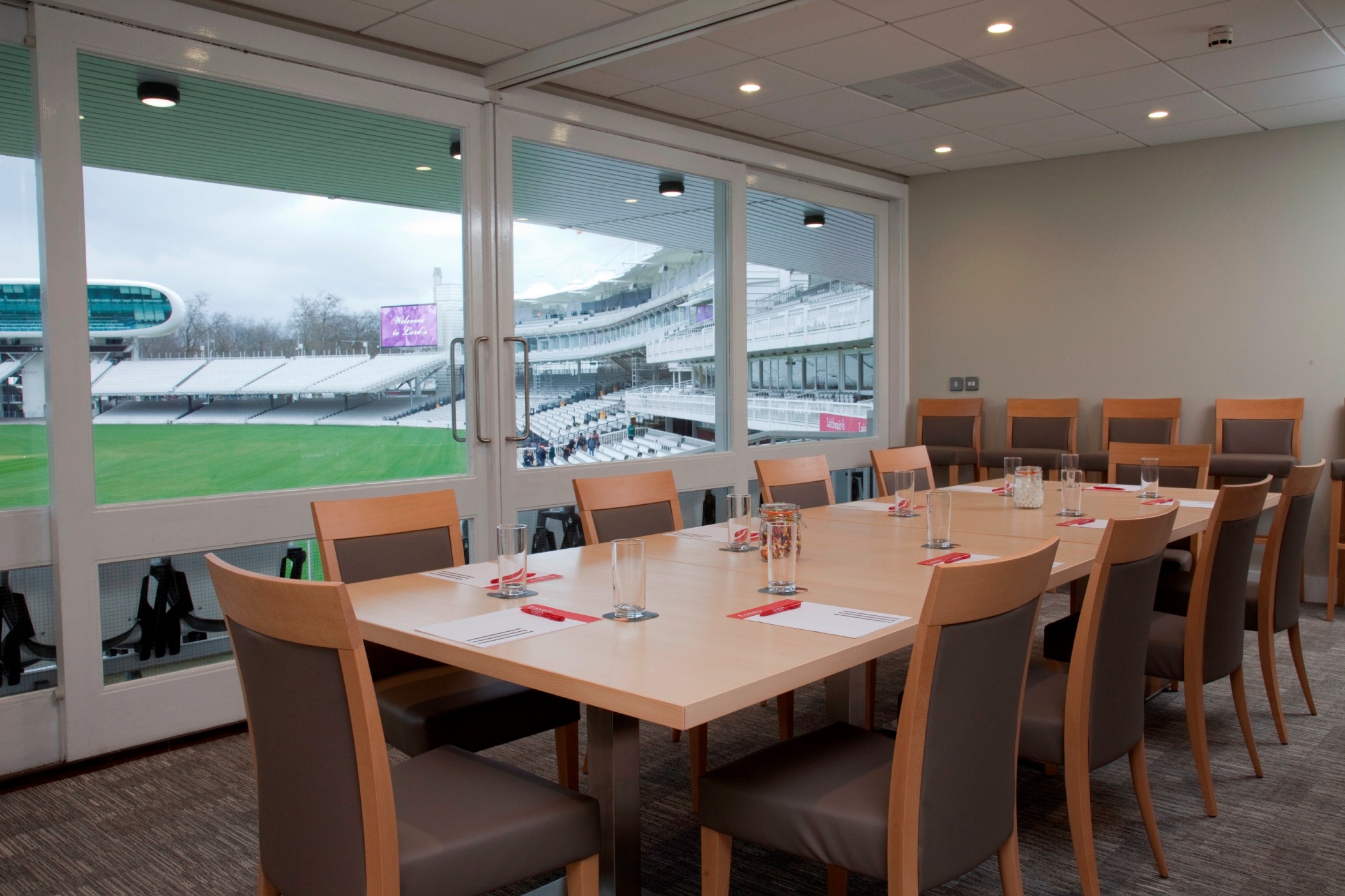 Modern meeting room at Lord's Cricket Ground with natural light for corporate events.