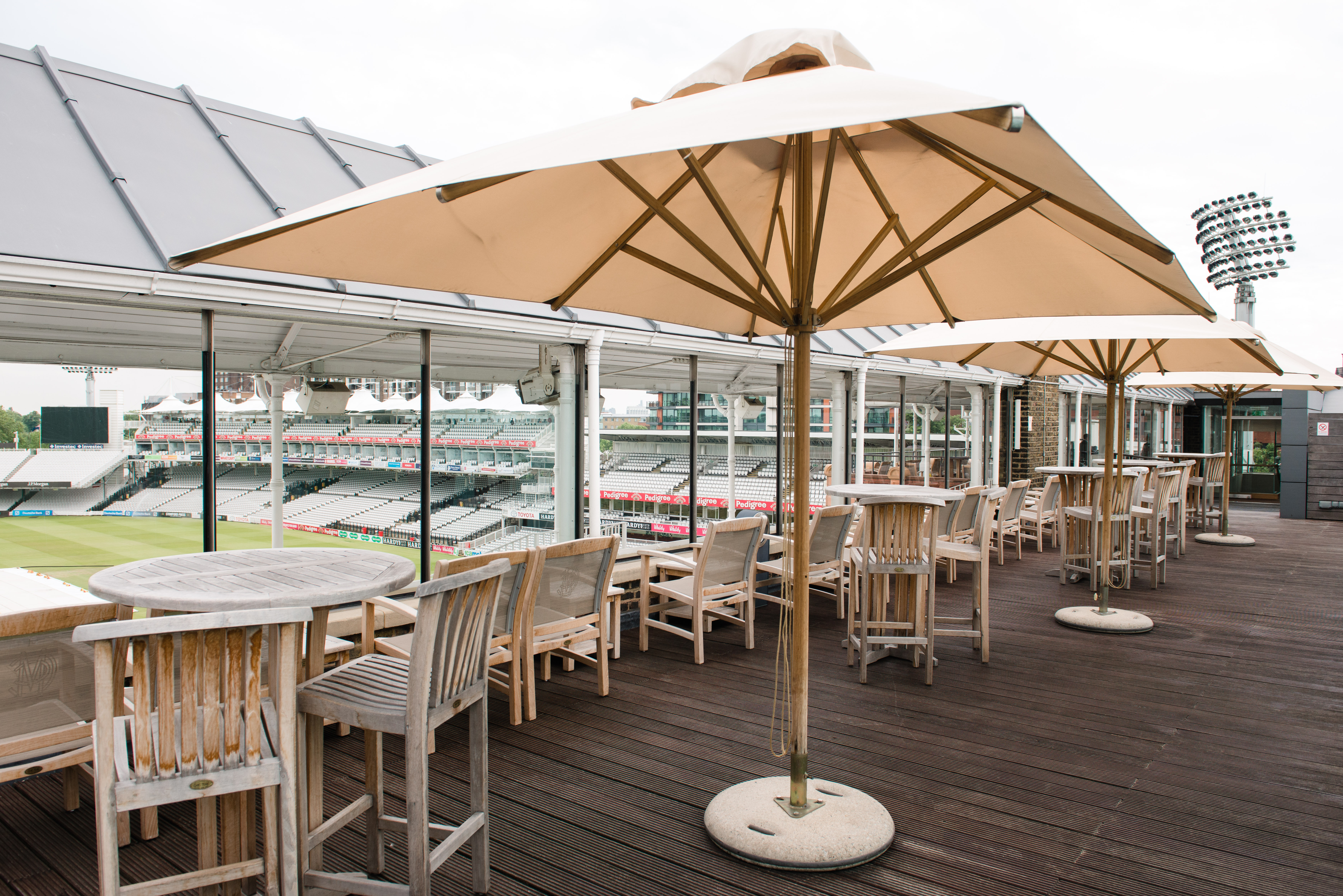Pavilion Roof Terrace at Lord's Cricket Ground, stylish outdoor event space for gatherings.