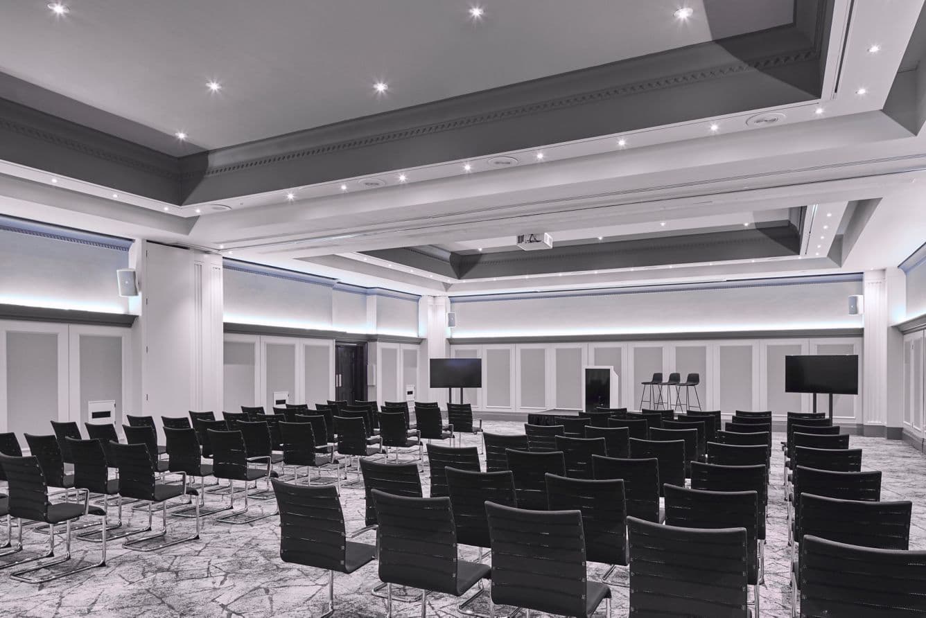 Thomas Ambler Suite at Leeds Marriott Hotel: theater-style corporate conference and lecture setup.