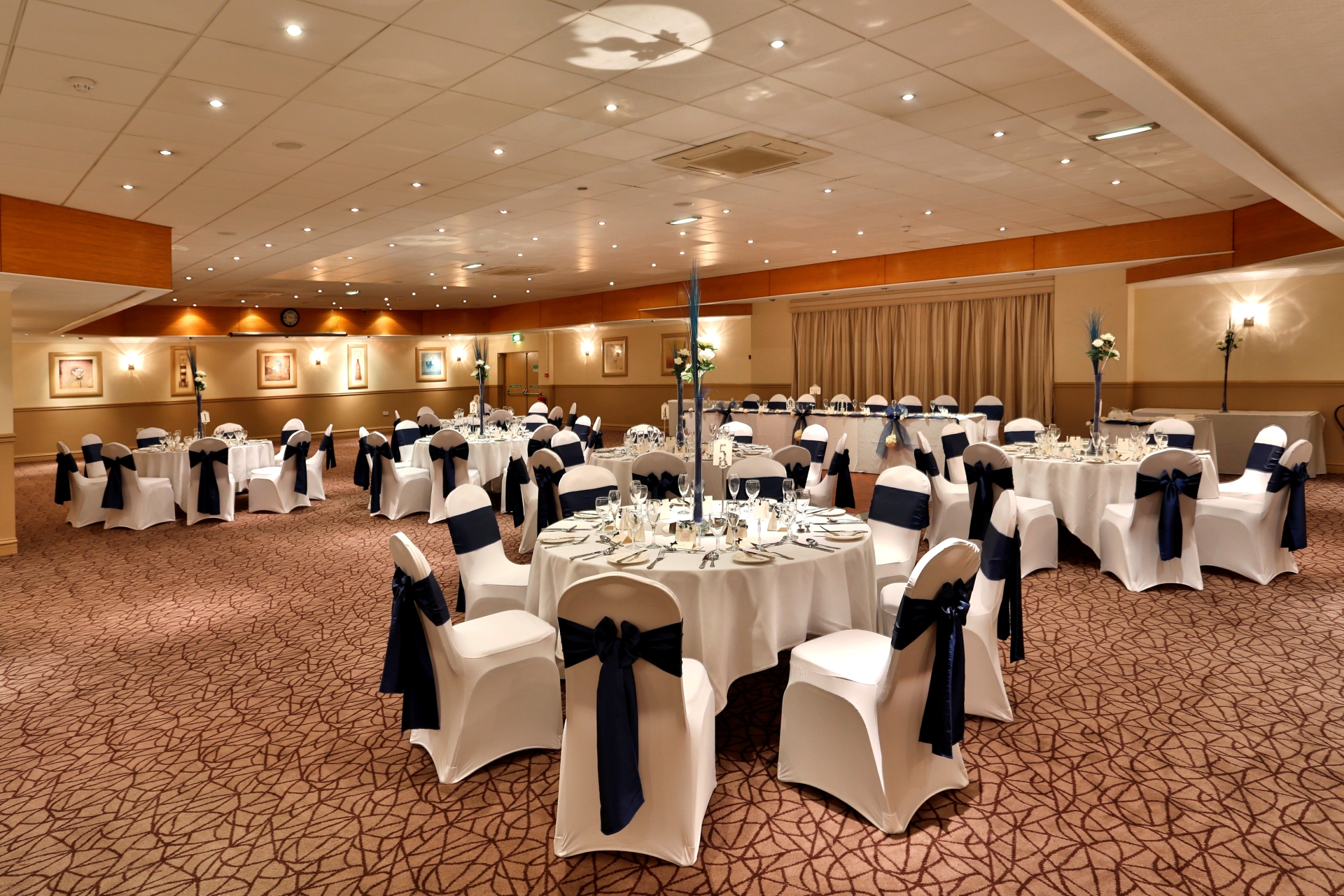 Elegant banquet hall at Cresta Court Hotel, ideal for weddings and corporate events.