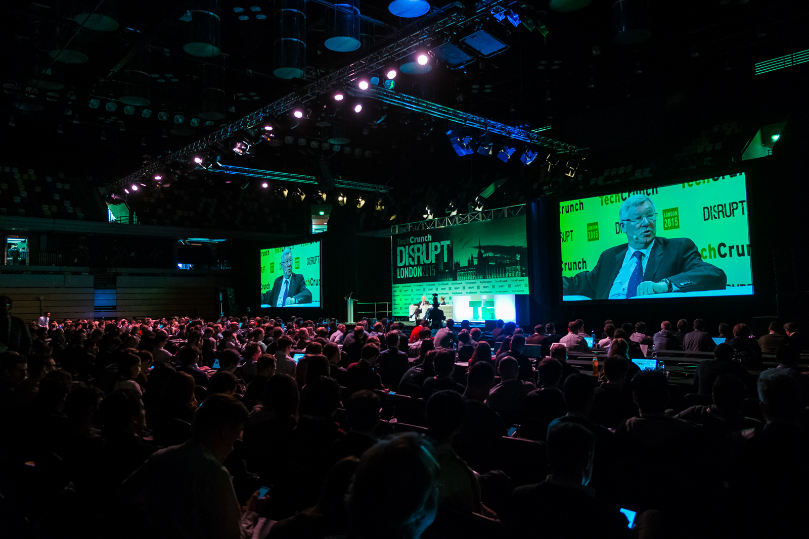 Main Arena at Copper Box: packed conference with dynamic lighting and engaging speakers.