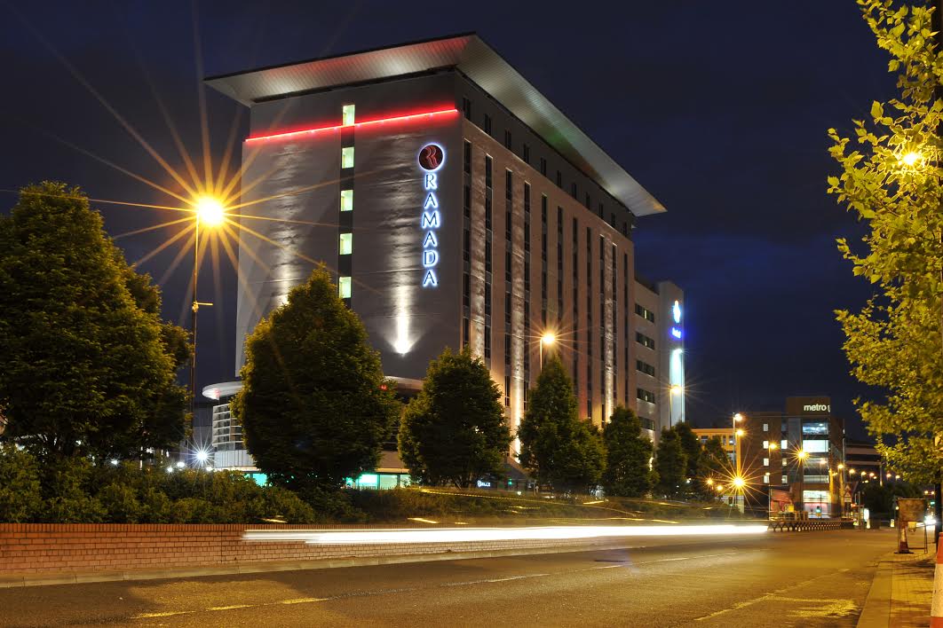 Modern AC Hotel Manchester Salford Quays exterior, ideal for corporate events and meetings.