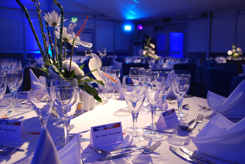 Elegant banquet table with floral arrangements at The Ark Conference Centre event.