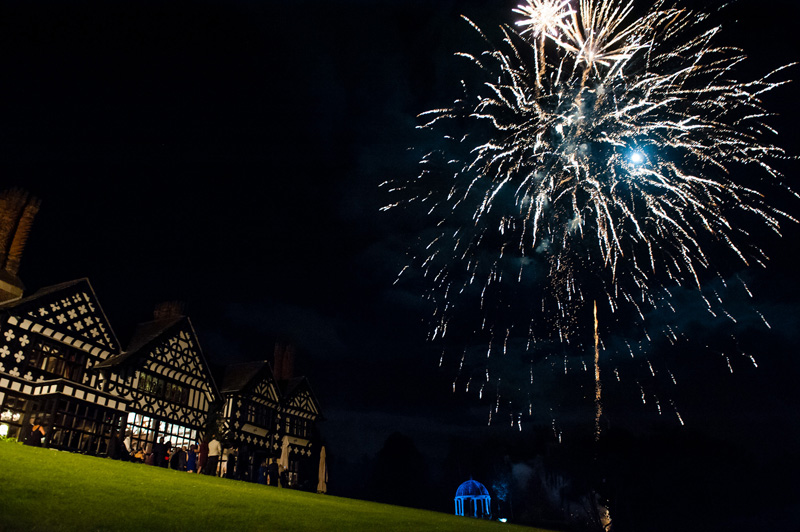 "Leverhulme Hotel Ballroom with fireworks, perfect for weddings and corporate events."