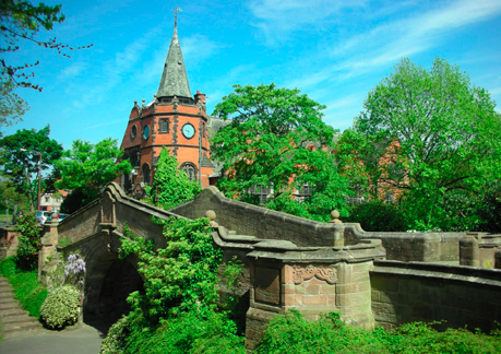 Lush outdoor venue at Leverhulme Hotel, ideal for corporate retreats and social gatherings.