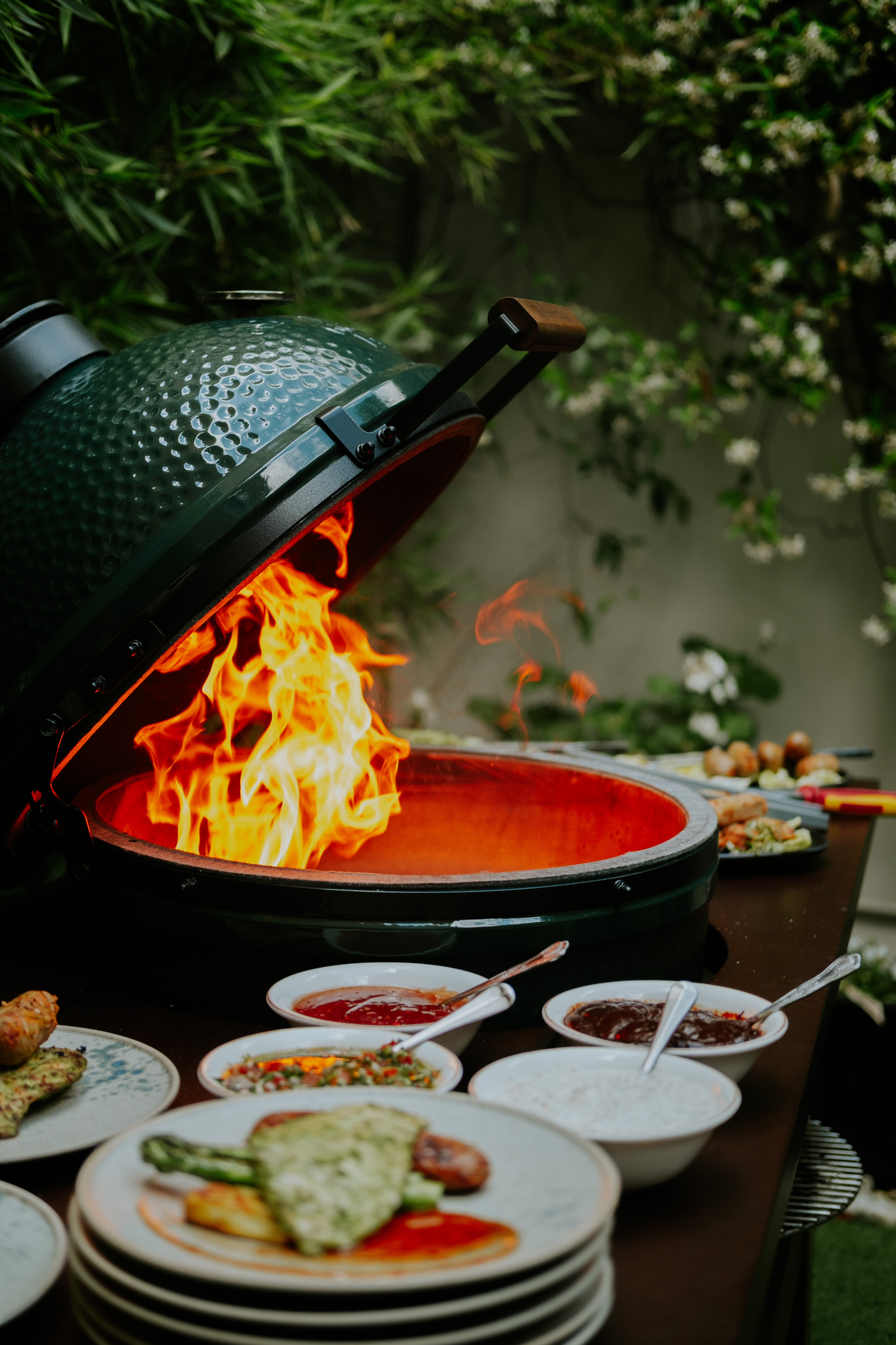 Vibrant outdoor grill setup at The Hyde Garden, ideal for events and culinary experiences.