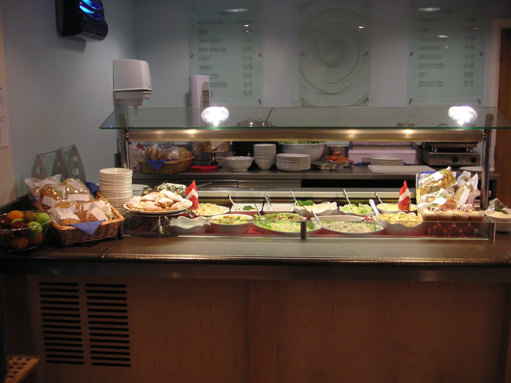 Buffet setup at Blue Cafe Bar with fresh salads in The Ark Conference Centre.