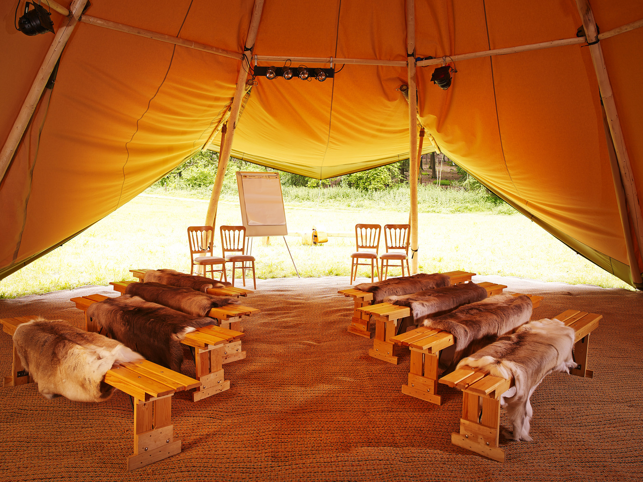 Forest Tepee in Forest of Dean: rustic outdoor meeting space for team-building retreats.