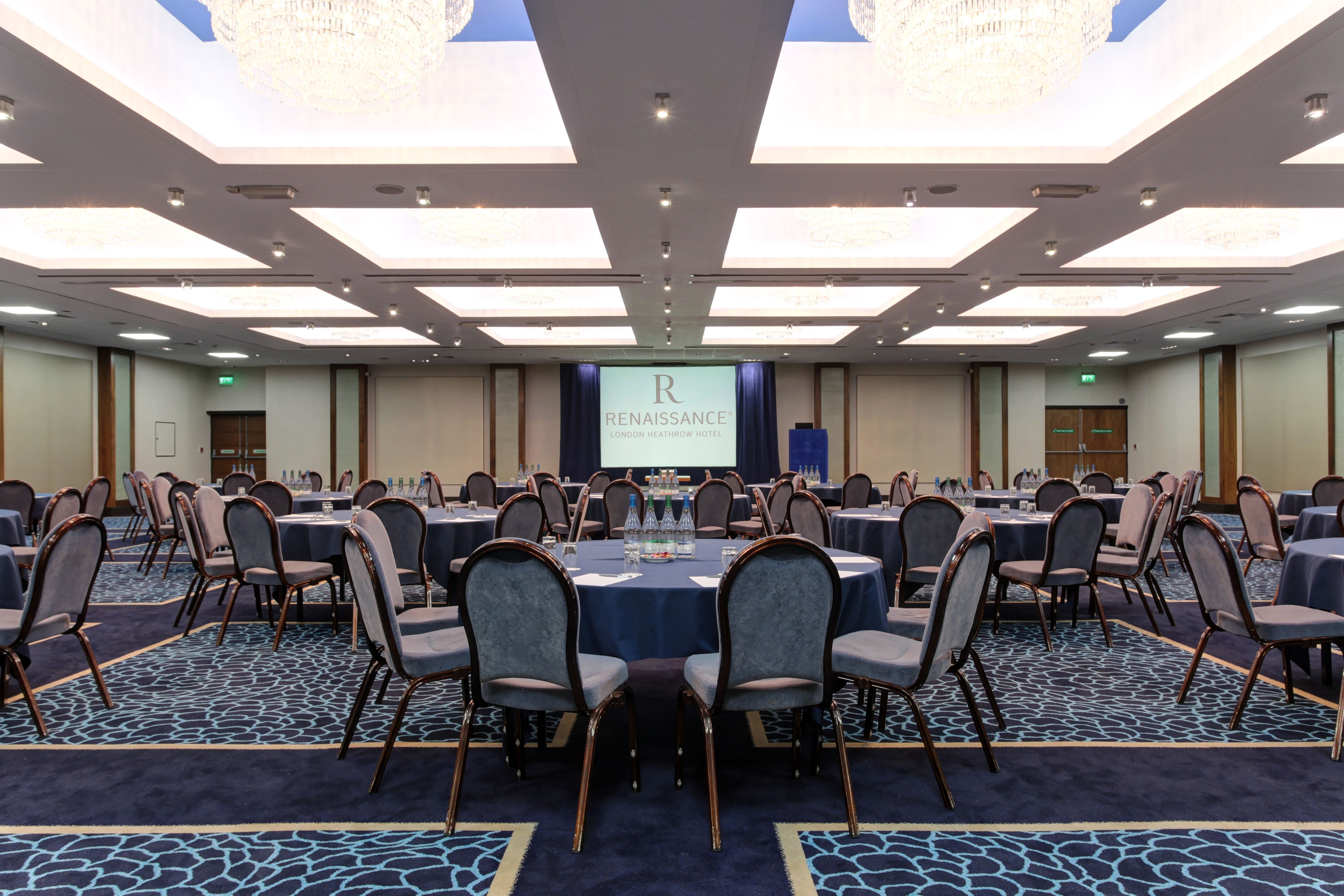 Wessex Ballroom at Renaissance London Heathrow, elegant event space for conferences and banquets.