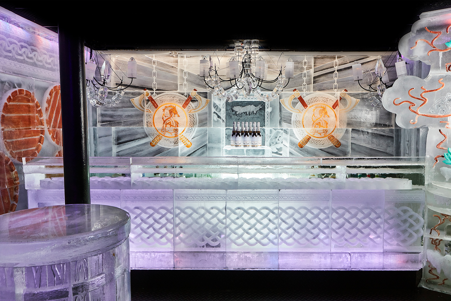 ICE BAR London features an intricately carved ice bar, perfect for upscale events.