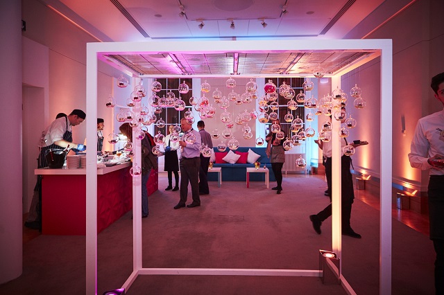 Stylish event space in Prince Philip House with modern decor and ambient lighting.