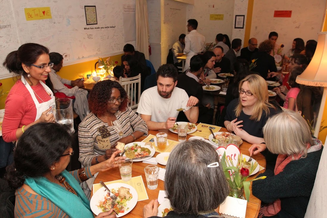 Vibrant group dining at The Canvas, ideal for networking and collaboration events.
