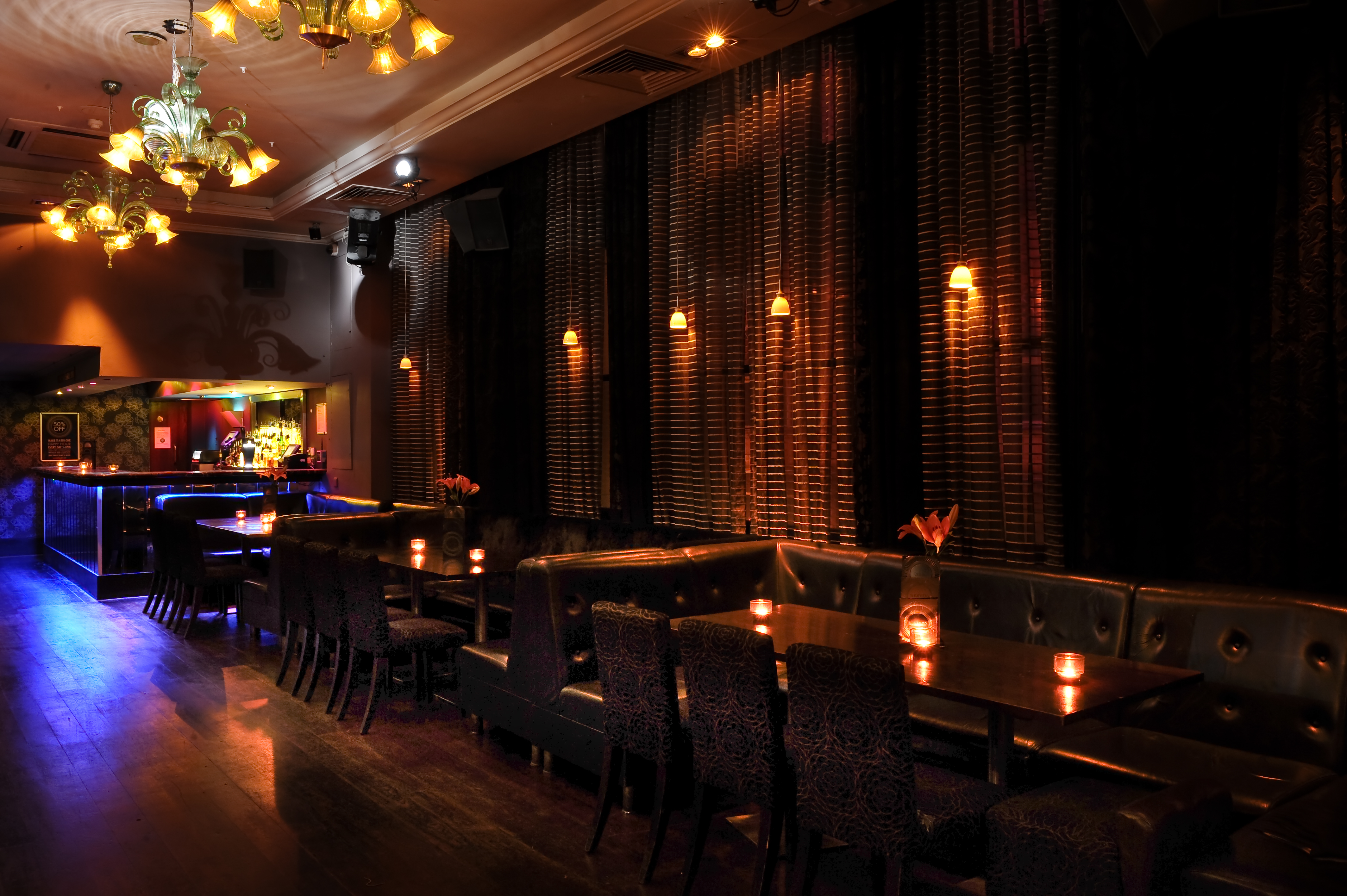 Stylish Balcony Bar at Ruby Blue, ideal for cocktail receptions and private parties.