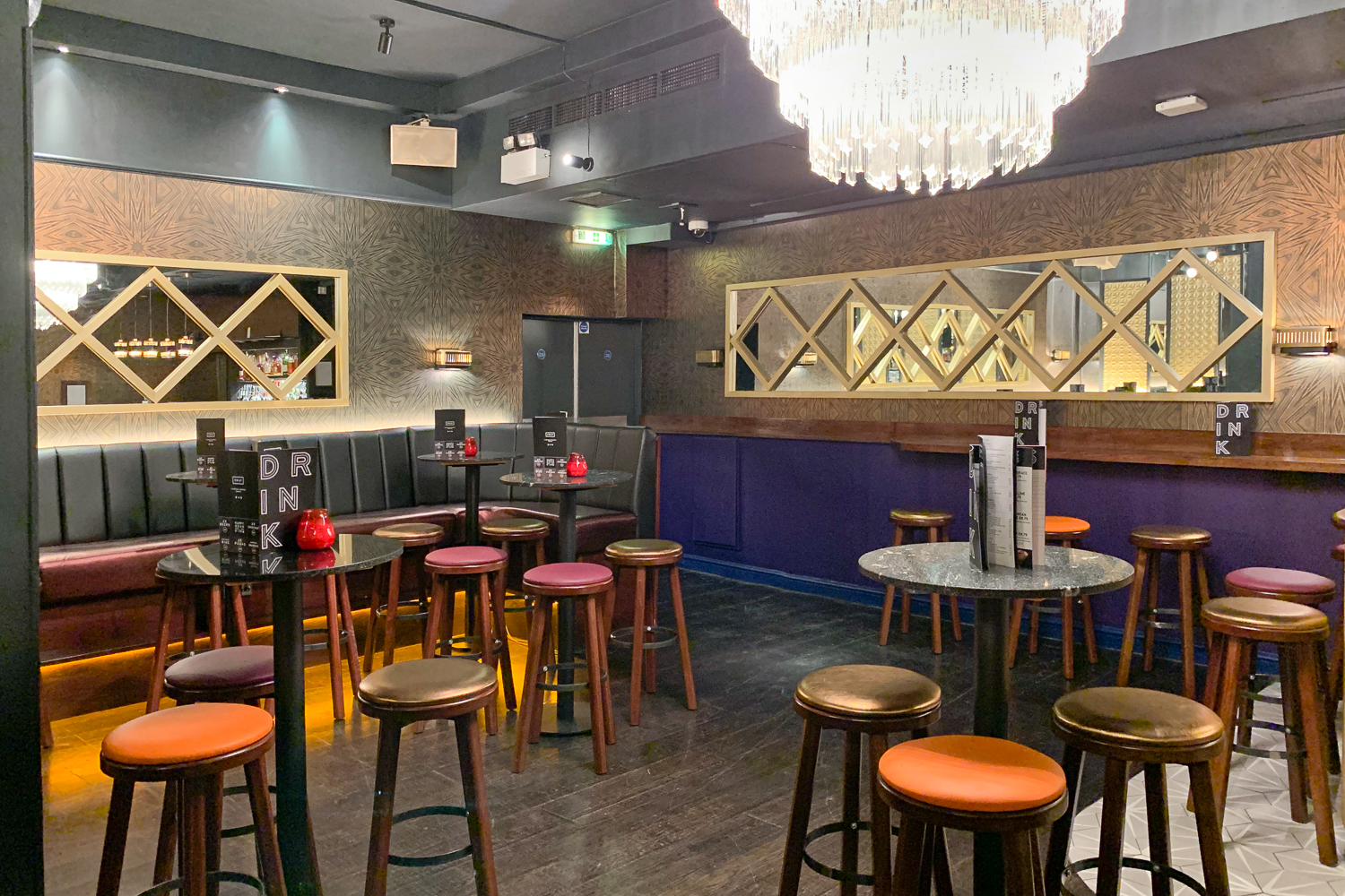 Modern venue interior with stylish seating for intimate meetings and social events.