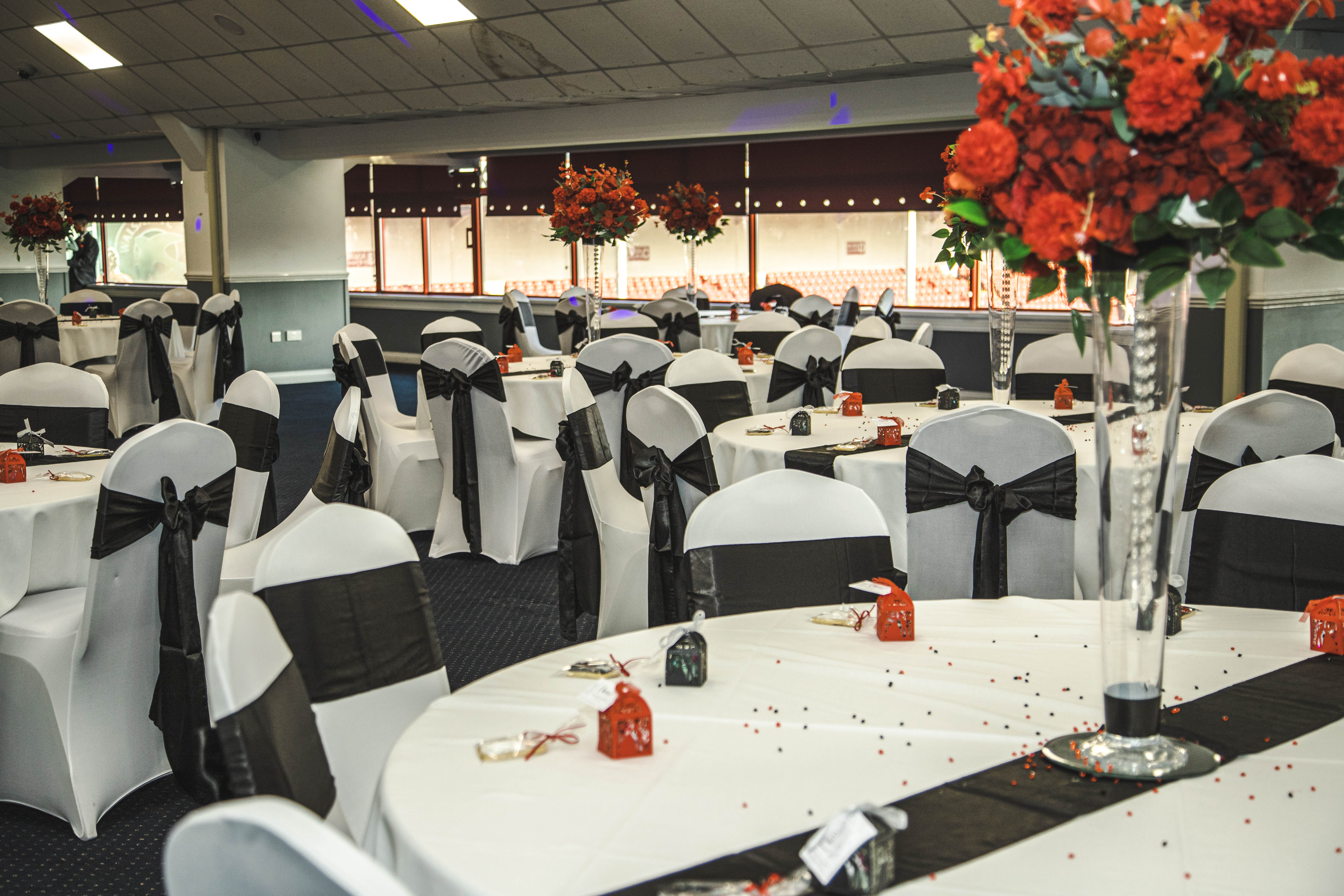 Stadium Suite at Walsall FC: elegant event space for weddings and corporate gatherings.