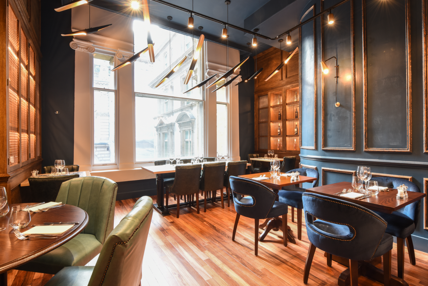 Stylish restaurant in Jamie's Adams Court with natural light for events and meetings.