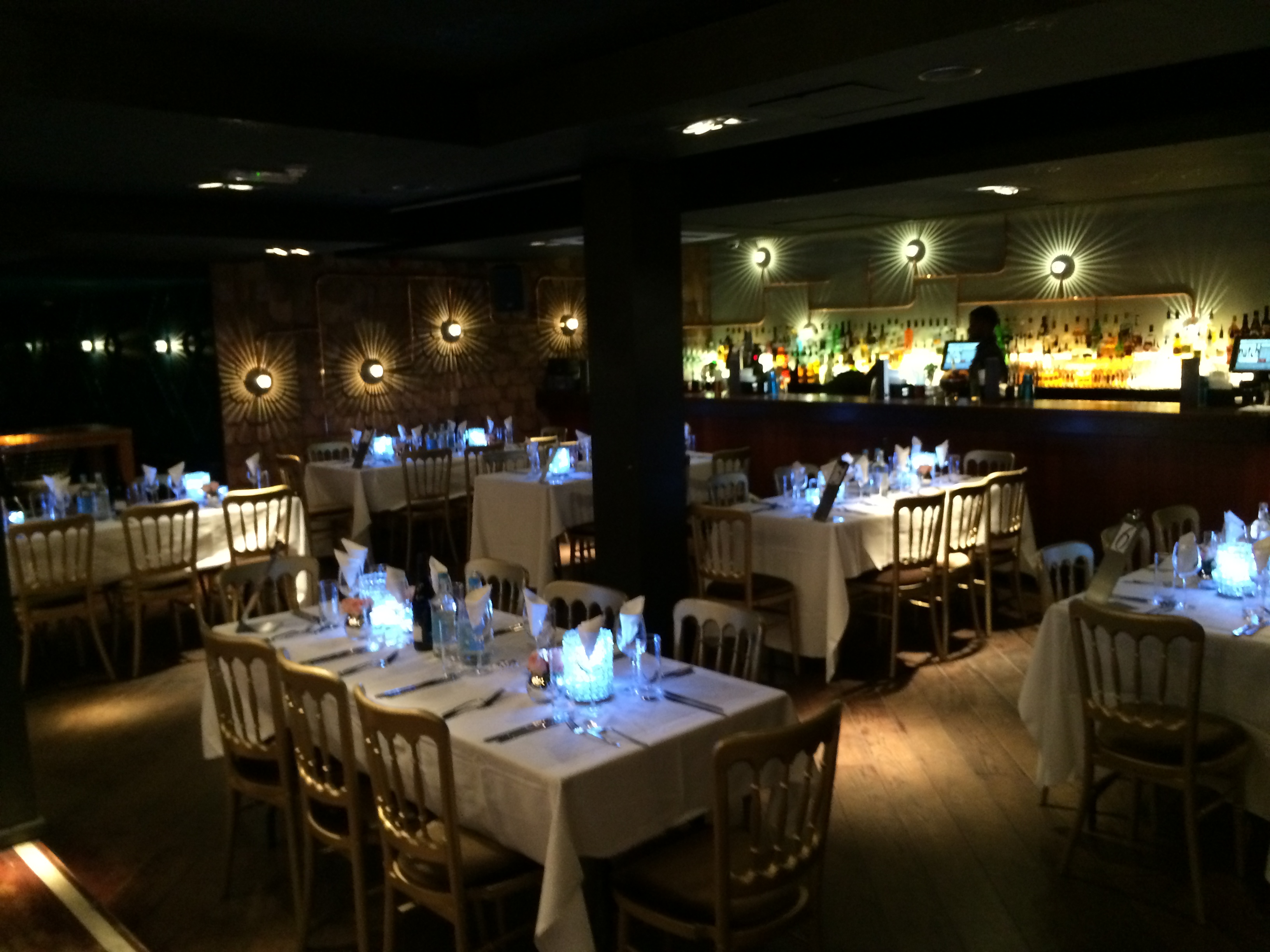 Stylish Patch St Paul’s venue with elegant tables, perfect for private events or networking.