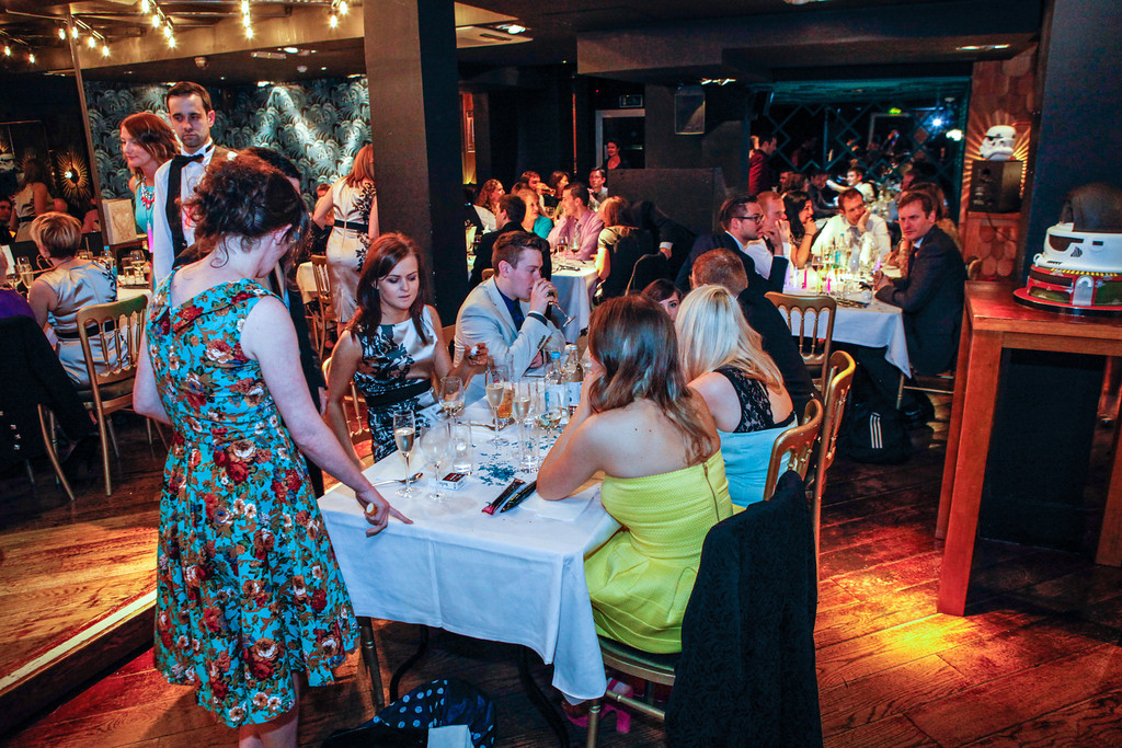 Vibrant dining event at Patch St Paul’s with warm lighting and engaging atmosphere.