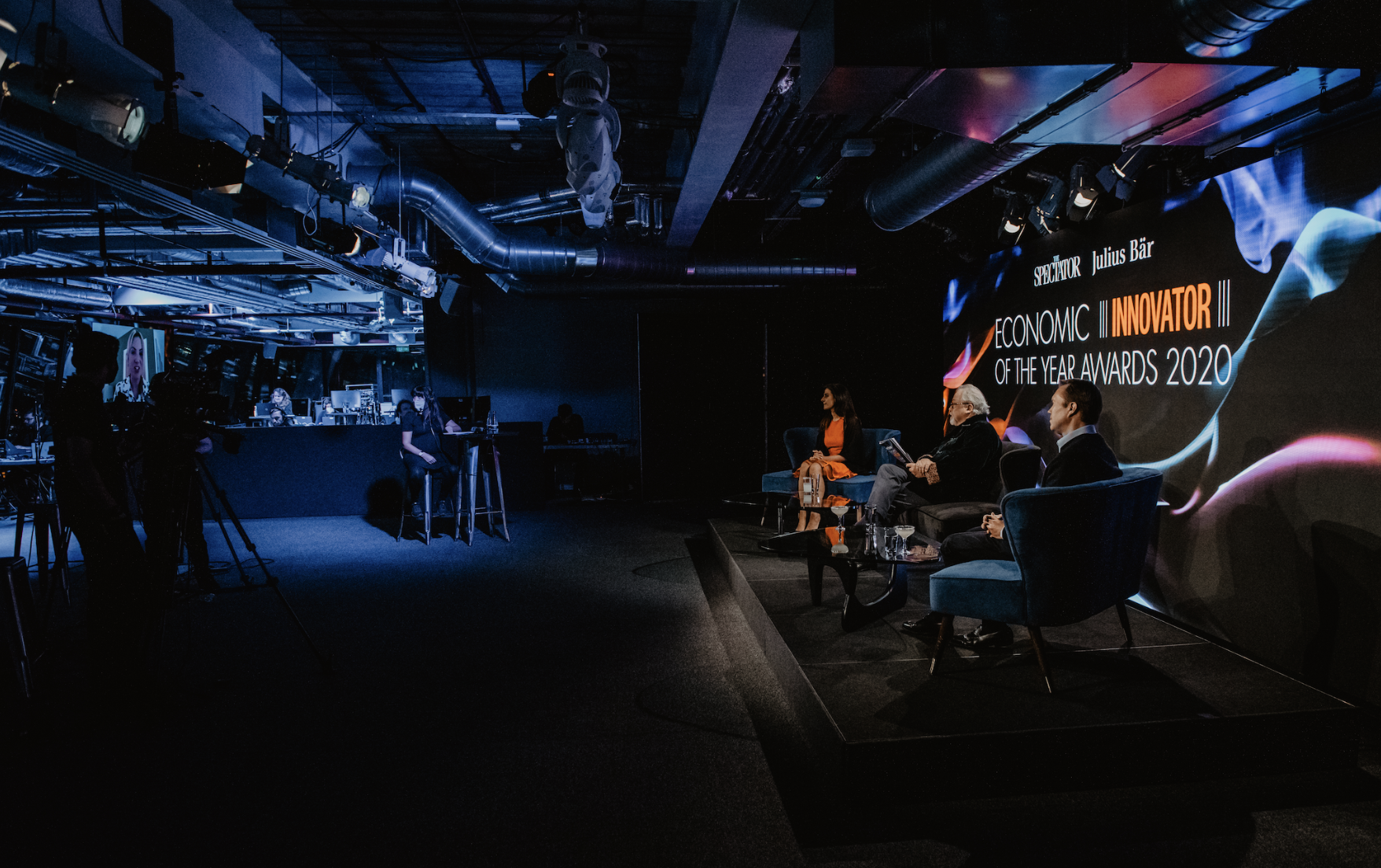 Whole Venue at Landing 42, Leadenhall Building, with panel discussion setup and striking backdrop.