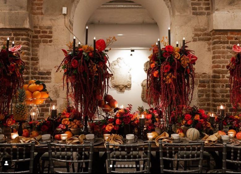 Elegant banquet table with floral centerpieces in St Martin-in-the-Fields for upscale events.