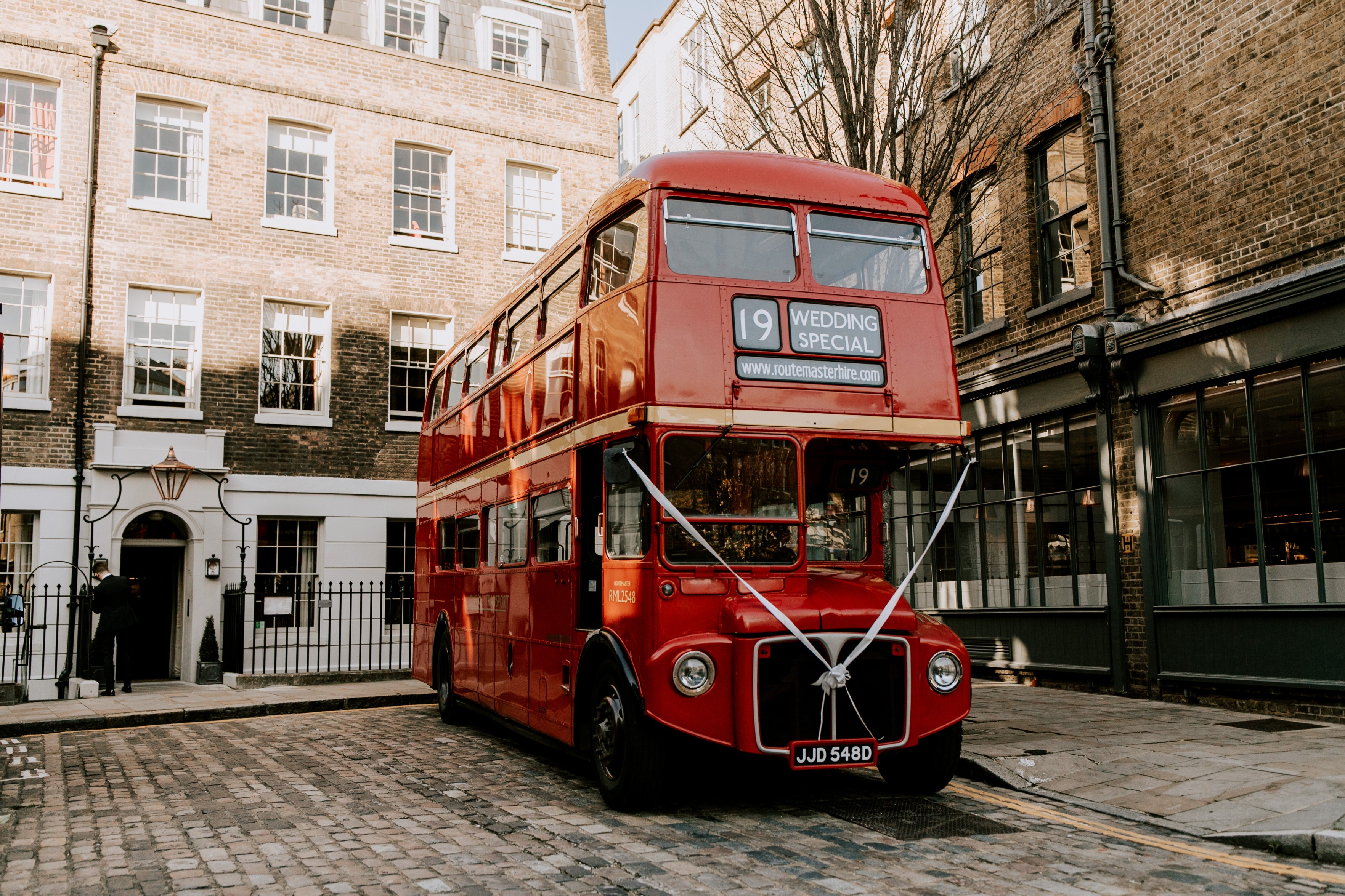 Vintage red double-decker bus venue for unique events and weddings in Clerkenwell.