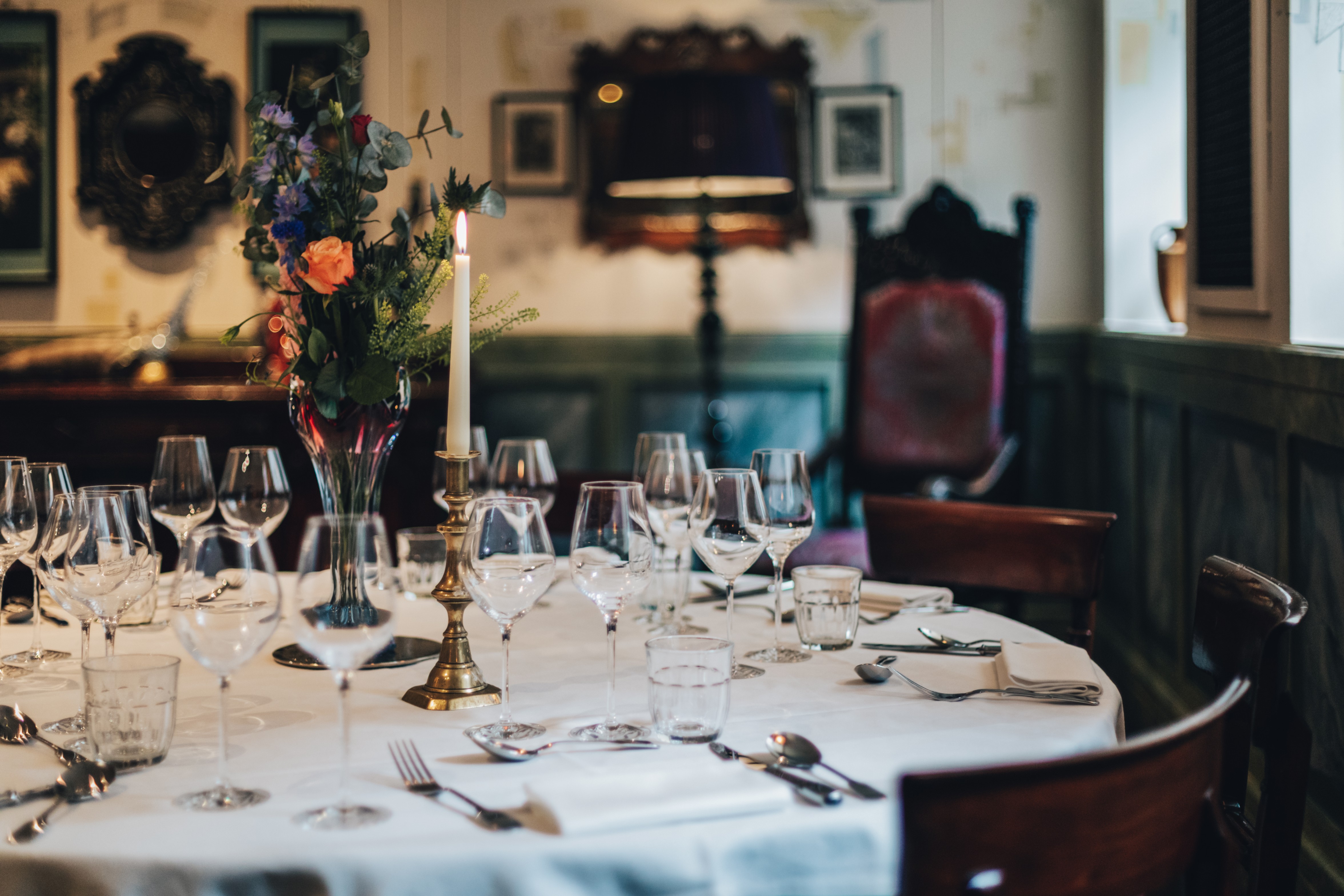 Elegant dining table in The Zetter Clerkenwell for upscale events and gatherings.