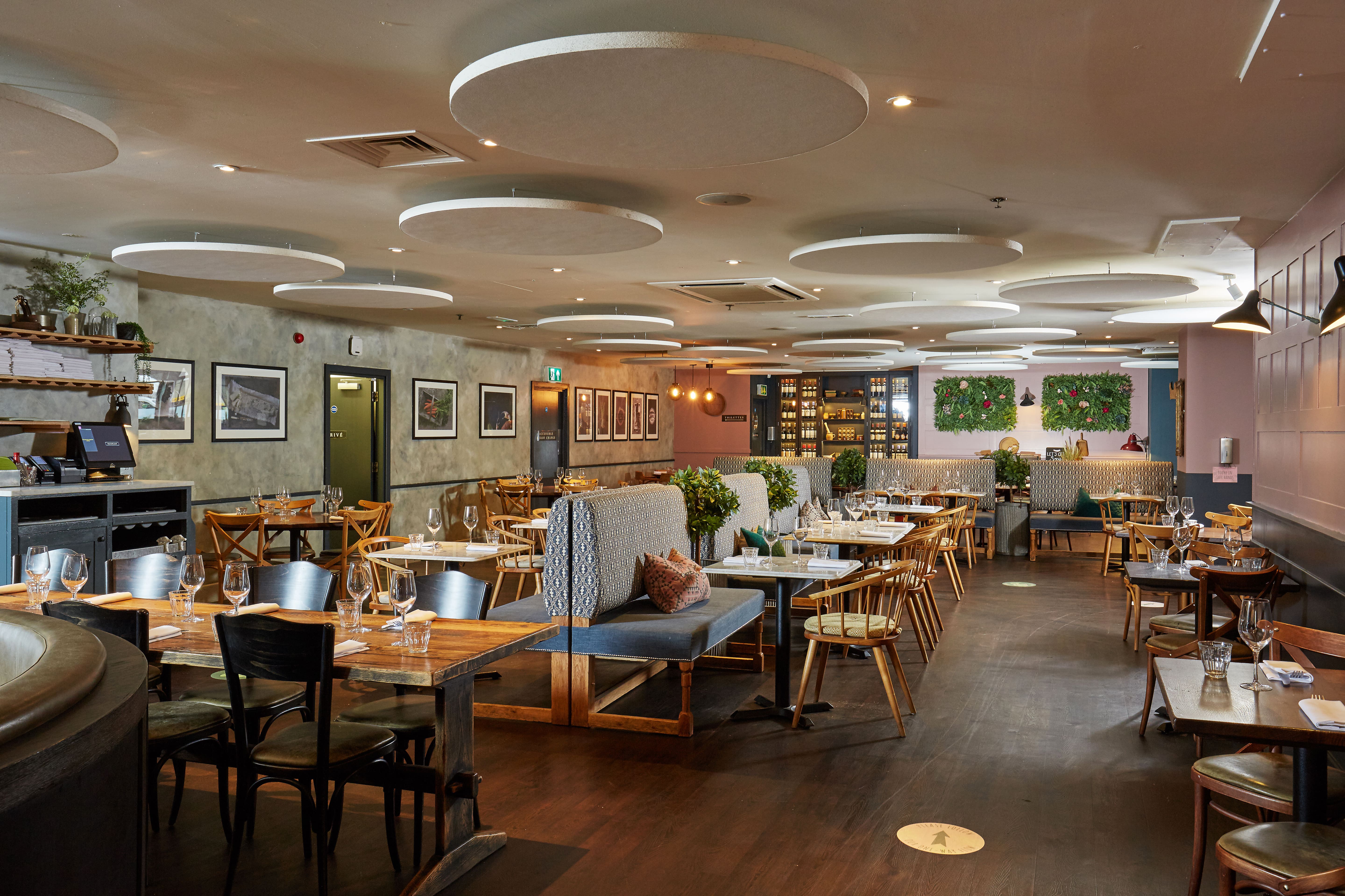 Modern restaurant venue with flexible seating for events at Brasserie Blanc Southbank.