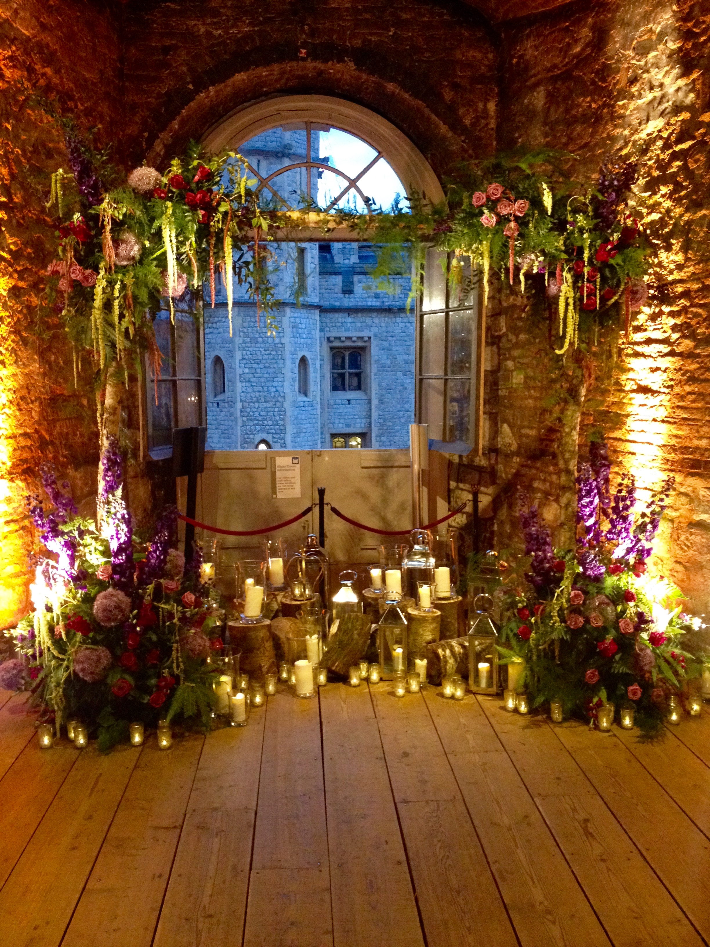 Elegant White Tower event space with floral decor, perfect for upscale gatherings.