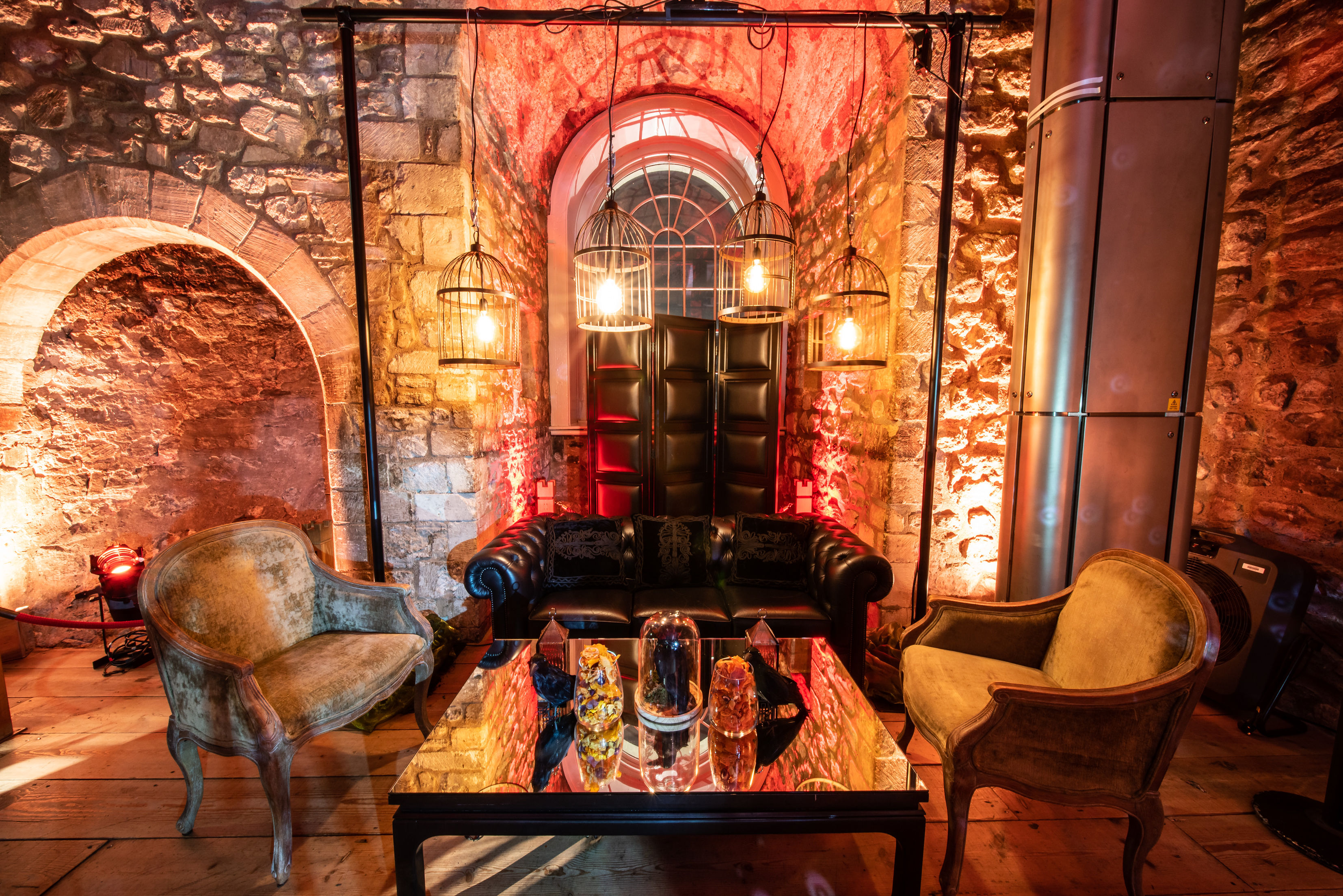 White Tower event space with rustic stone walls, ideal for upscale gatherings.