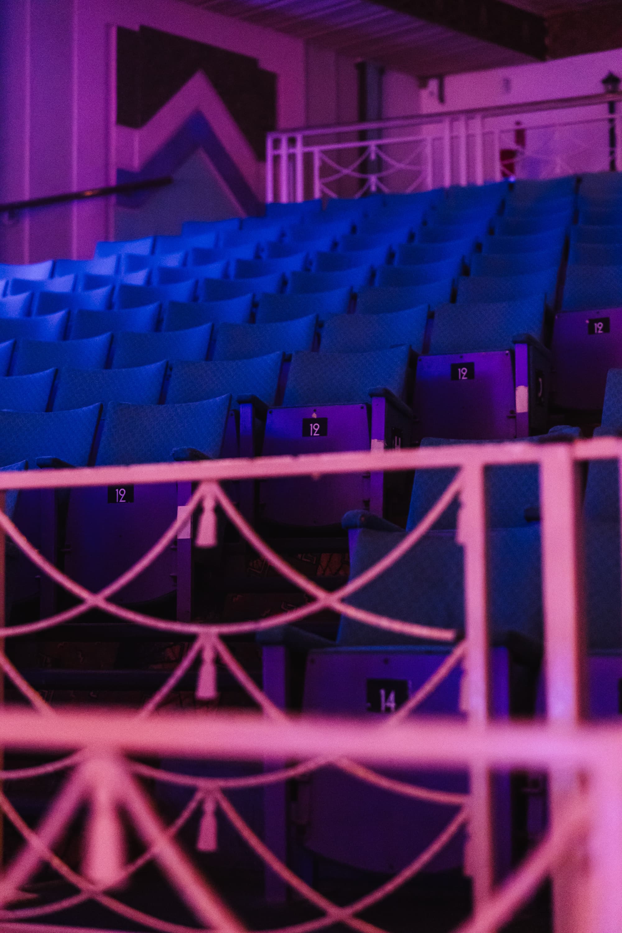 Troxy Grand Hall blue light seating event venue