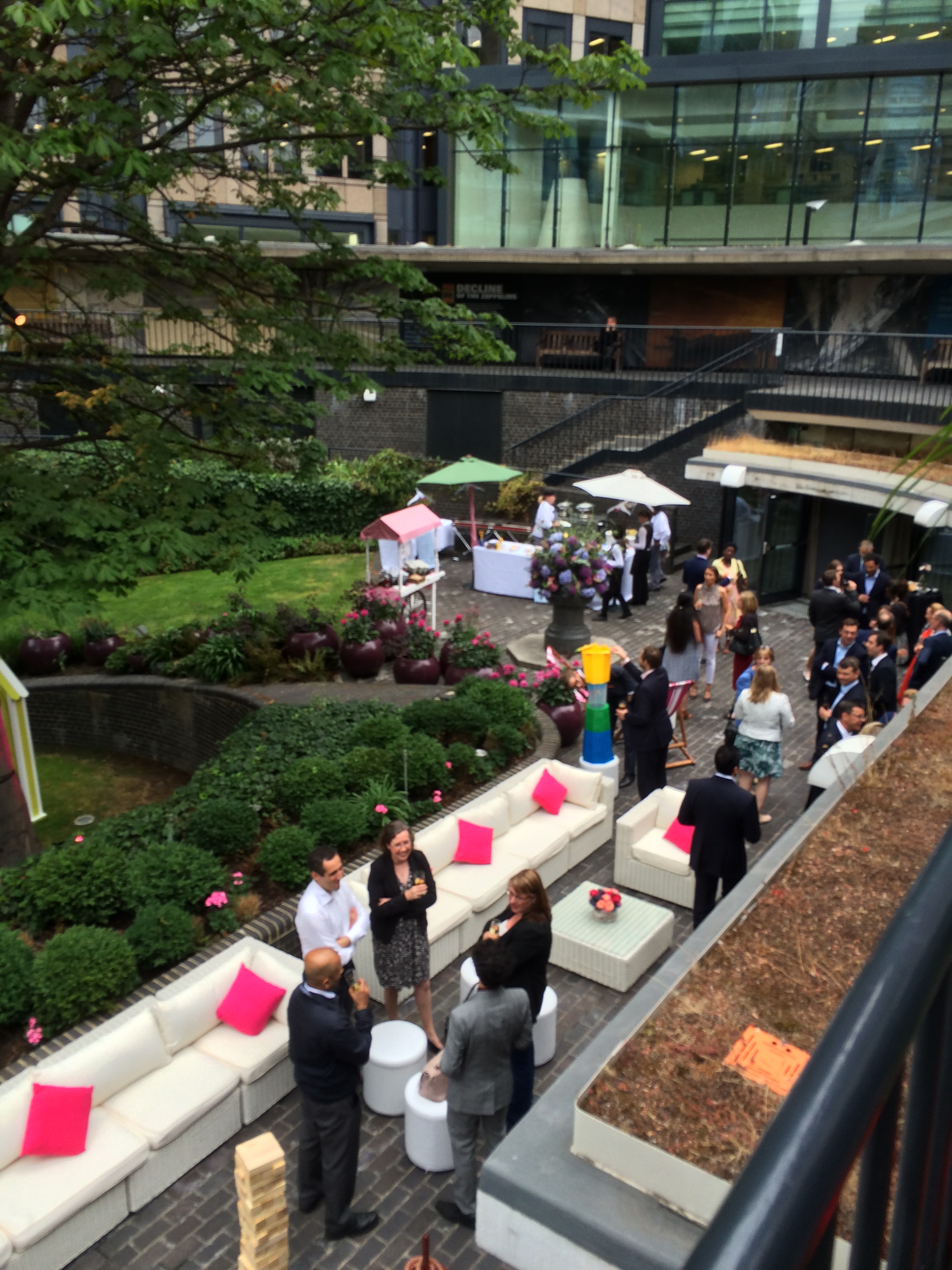 Terrace Gallery outdoor event space with elegant seating for networking and social gatherings.