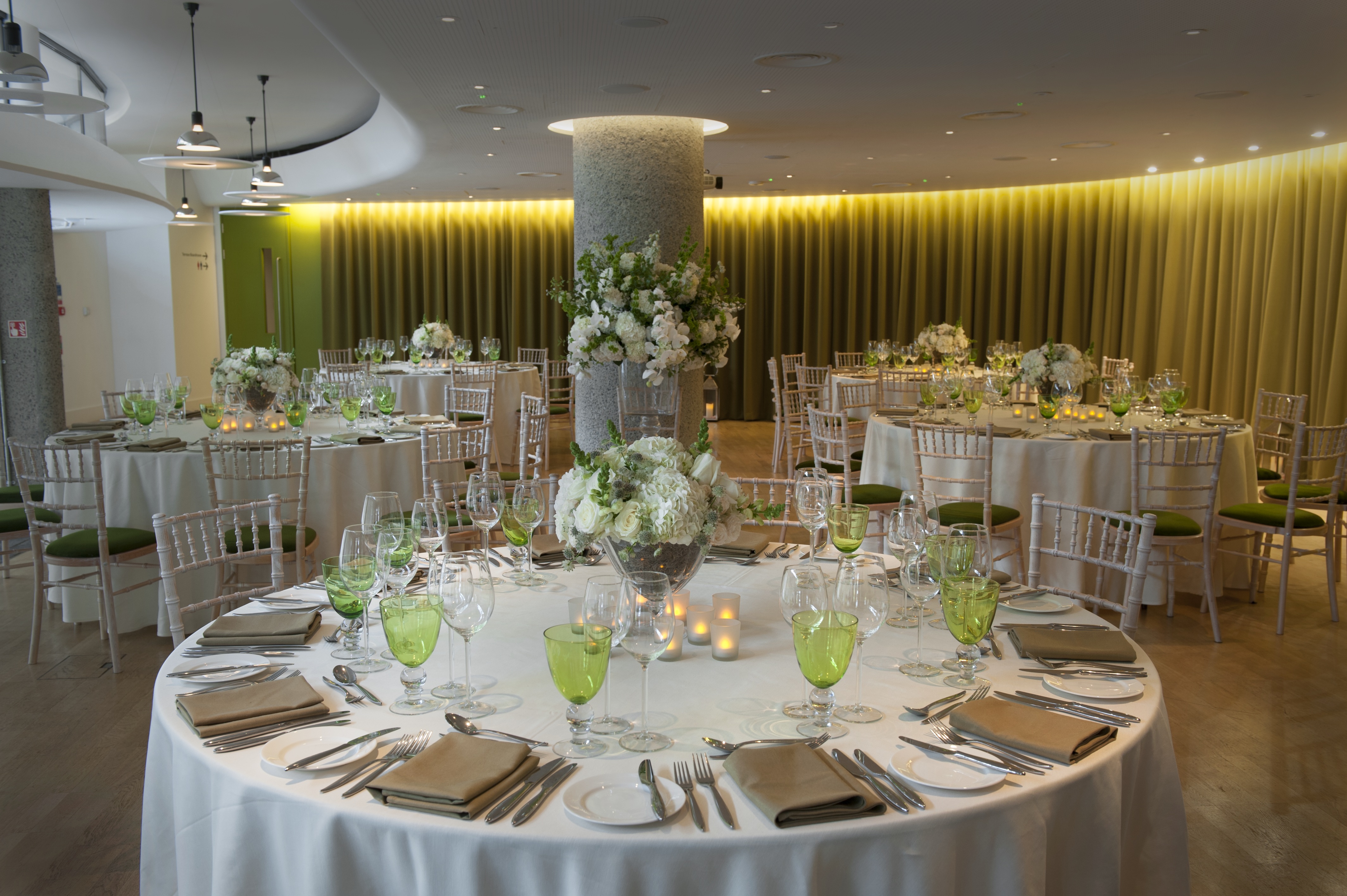 Elegant event space in Terrace Gallery, London, ideal for weddings and corporate gatherings.