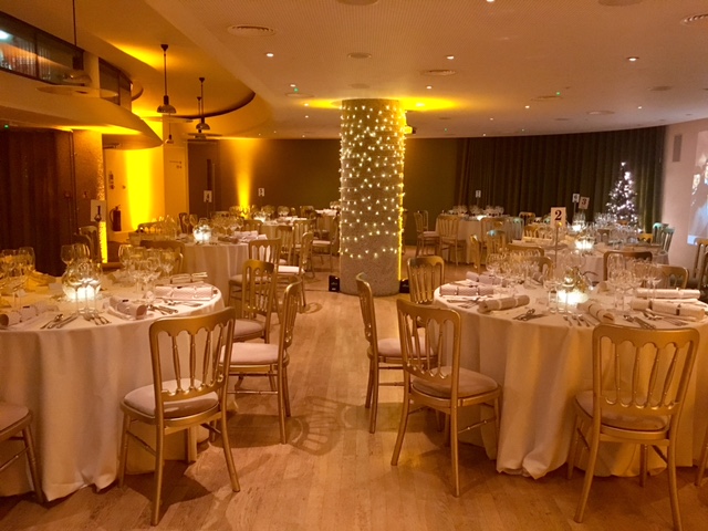 Elegant banquet setup in Terrace Gallery, London for weddings and corporate events.