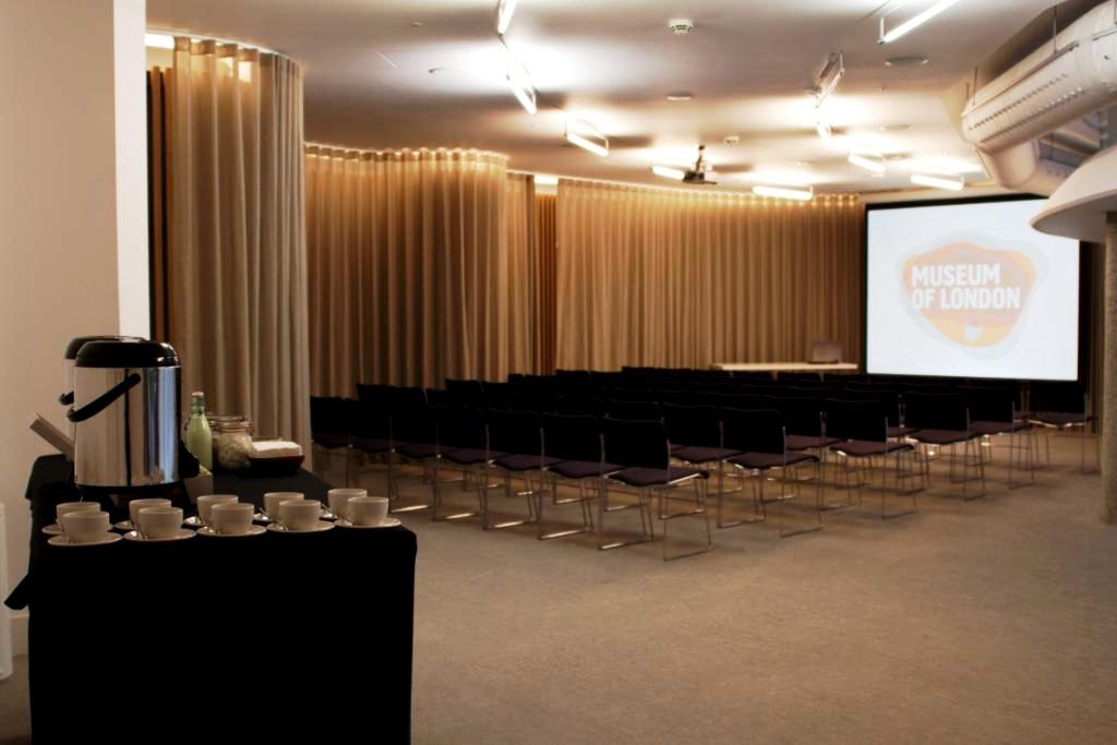 Garden Room event space in London, featuring organized seating for presentations and workshops.