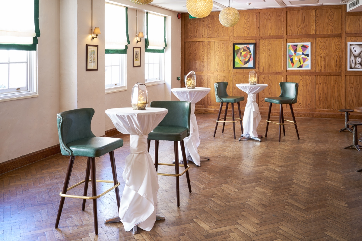 Stylish event space in The Sir Roger Moore Room, ideal for cocktail receptions and networking.