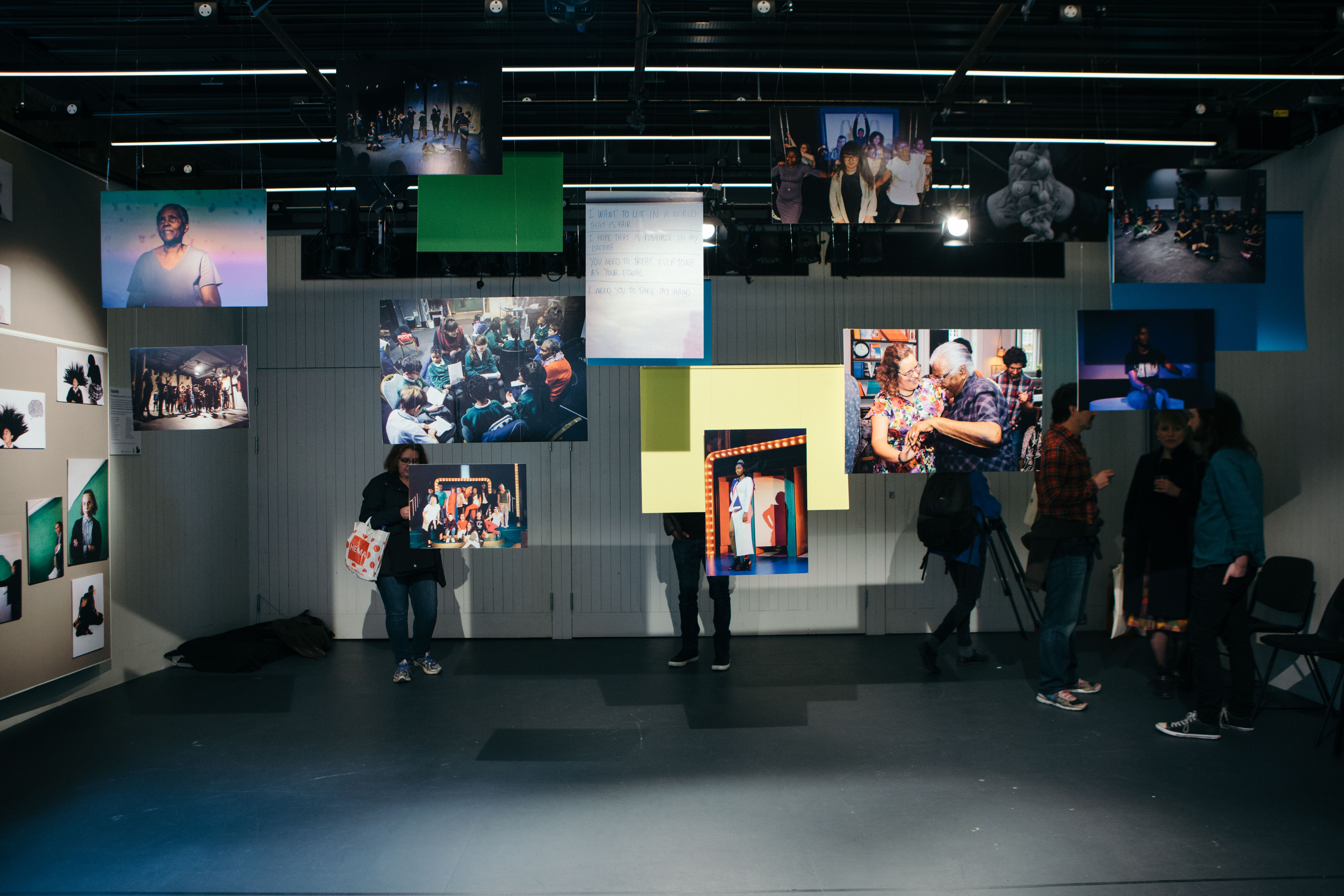 Dynamic event space at Bush Theatre with engaging photo exhibition for networking.