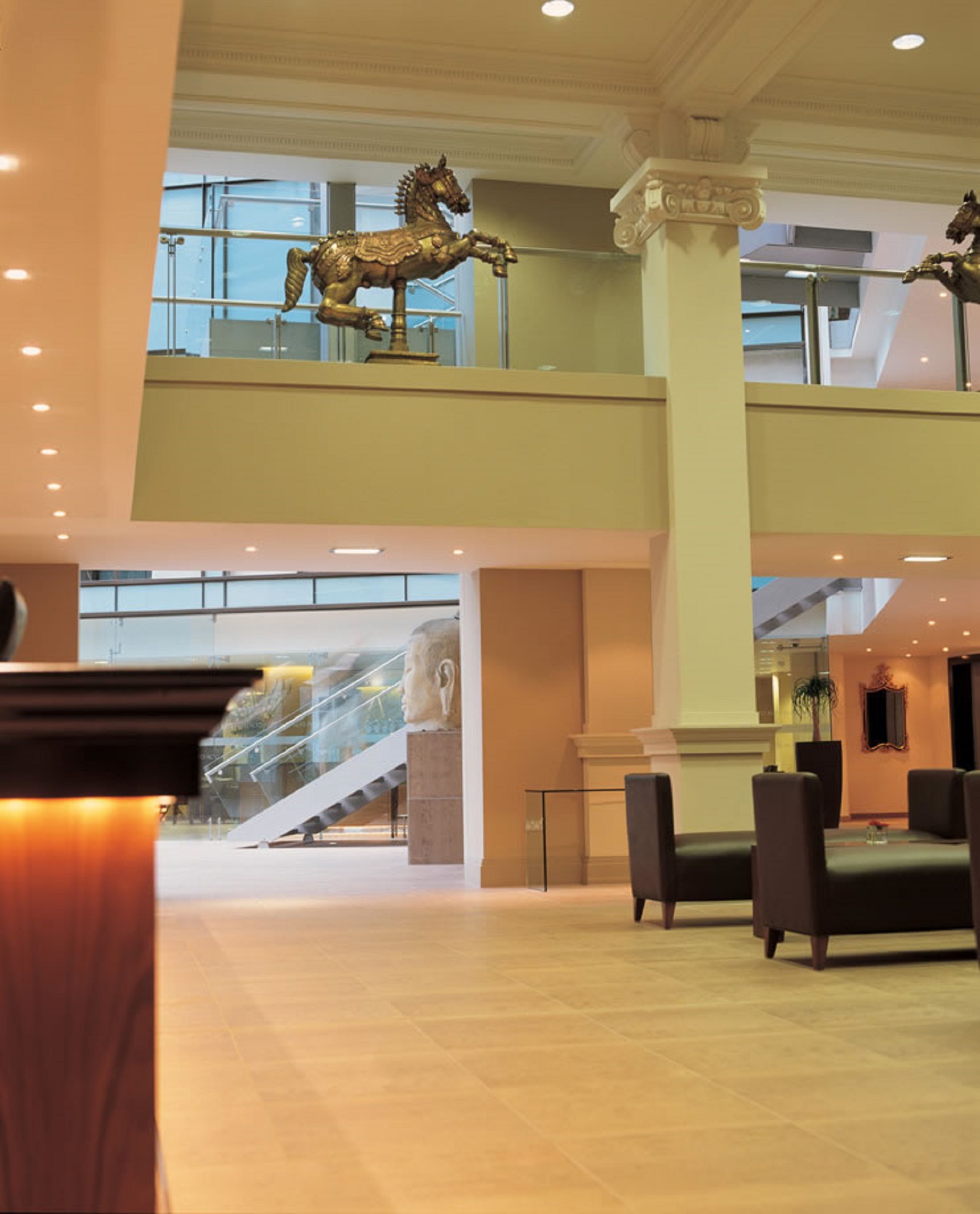 Modern lobby of Steak & Lobster Restaurant, ideal for meetings and events in Manchester.